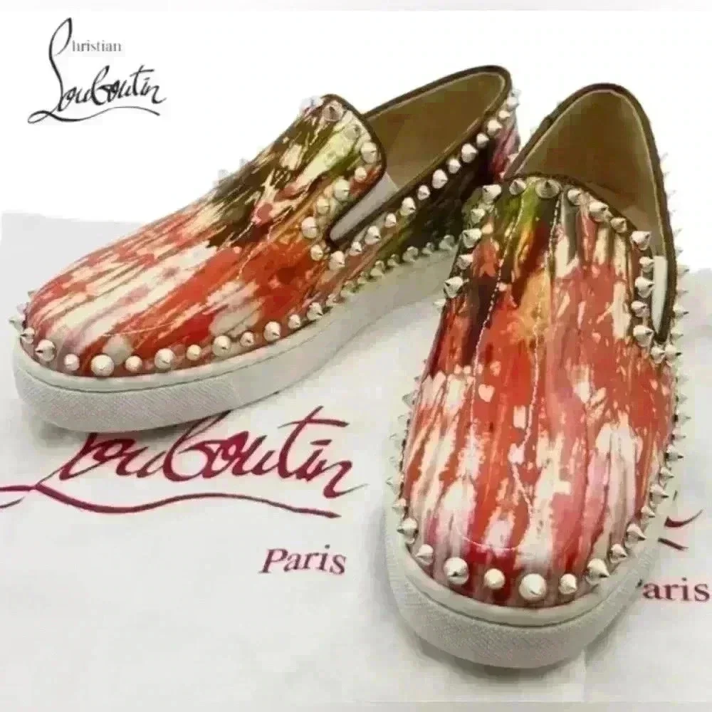 Authentic Christian Louboutin PIK Boat Flat Bazin Sneaker Spike 36.5 (US6.5)